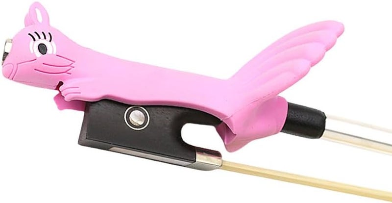 Conboxus Violin/Viola Bow Holder Violin Bow Grip For Beginner Violin Holder Teaching Aid Accessory Soft protect finger Cute squirrel-shaped Bright Colors (pink) - Image 4